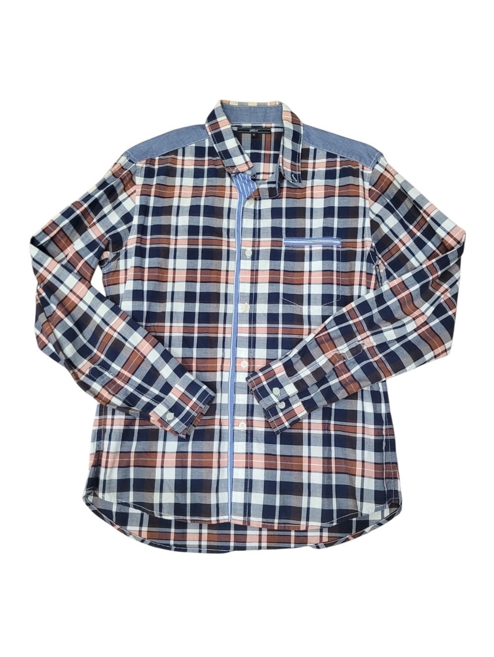 2/$20 2ND:R Blue & White Plaid Pattern Buttons Down Shirt Size: M